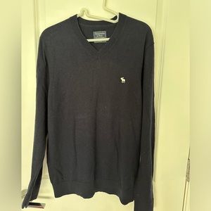 Abercrombie And Fitch Icon Wool V Neck Sweater Navy Blue Size XL